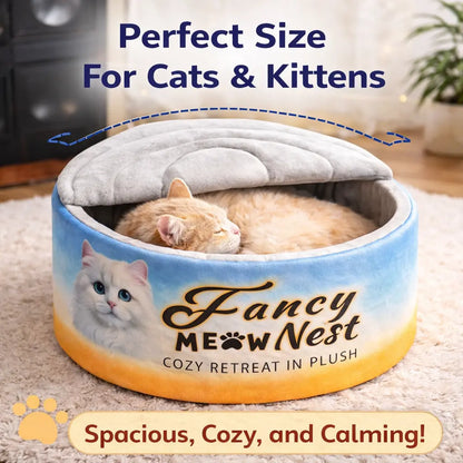 Covered Cat Bed - 19.7" Plush Enclosed Hideaway with Soft Lid Design for Indoor Cats and Kittens