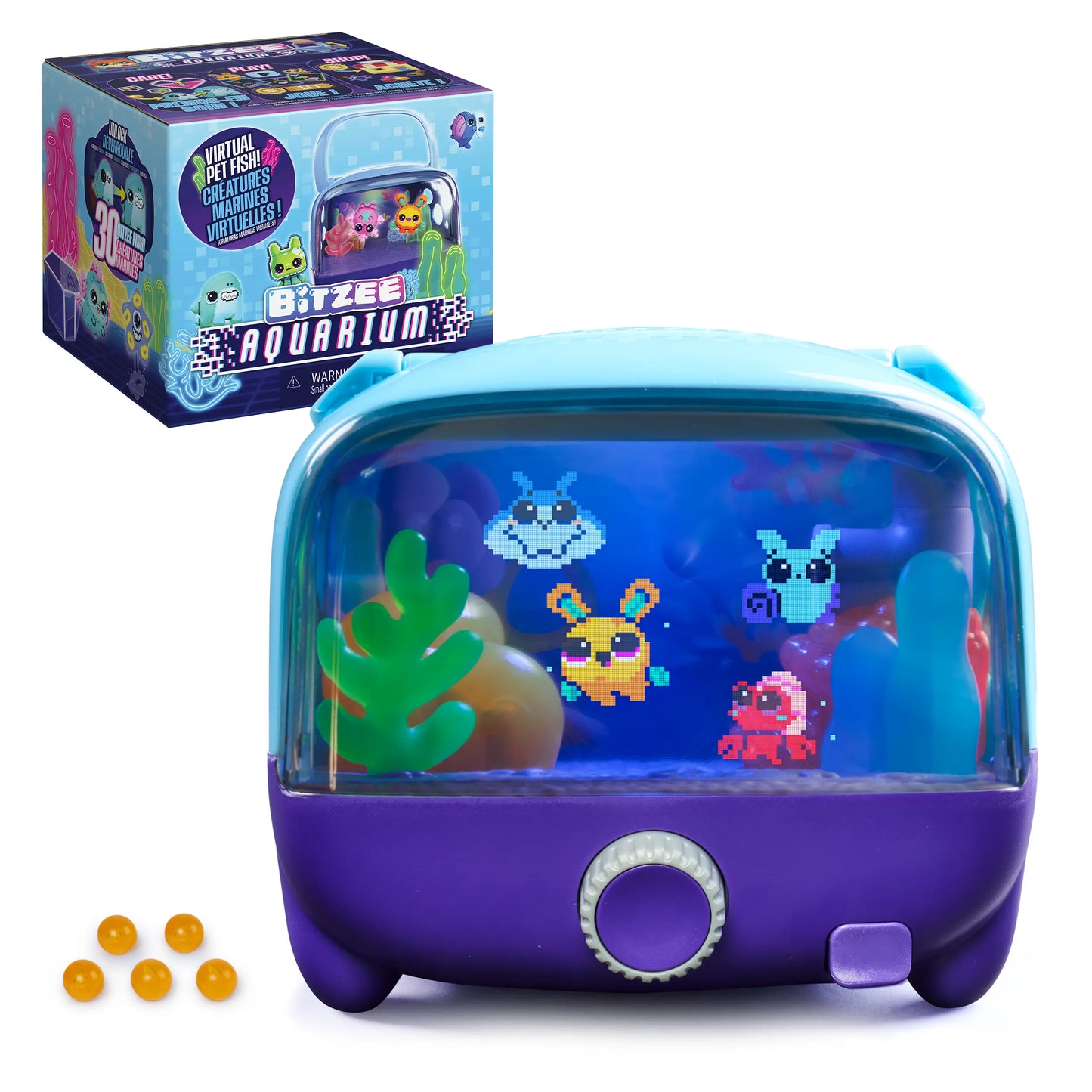 BITZEE Interactive Digital Aquarium Fish Tank Toy with 30 Virtual Fish, Large Display, LED Lights, Touch-Responsive Electronic Pets, Boy Gifts for Kids Ages 5+