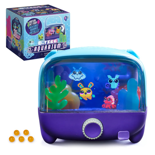 BITZEE Interactive Digital Aquarium Fish Tank Toy with 30 Virtual Fish, Large Display, LED Lights, Touch-Responsive Electronic Pets, Boy Gifts for Kids Ages 5+