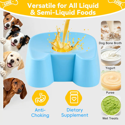 Silicone Slow Feeder Bowls for Dogs - Non-Skid Ball-In Lick Design, 3/4 Cup Capacity Wet Food Feeder for Bone Broth & Yogurt, Anxiety Relief Interactive Bowl for Small-Large Dogs (Blue) - Mid Year Sale Tiktok Shop Midyeardeals