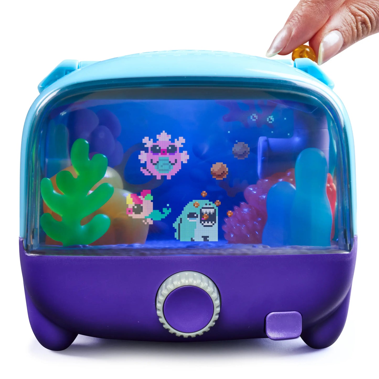 BITZEE Interactive Digital Aquarium Fish Tank Toy with 30 Virtual Fish, Large Display, LED Lights, Touch-Responsive Electronic Pets, Boy Gifts for Kids Ages 5+