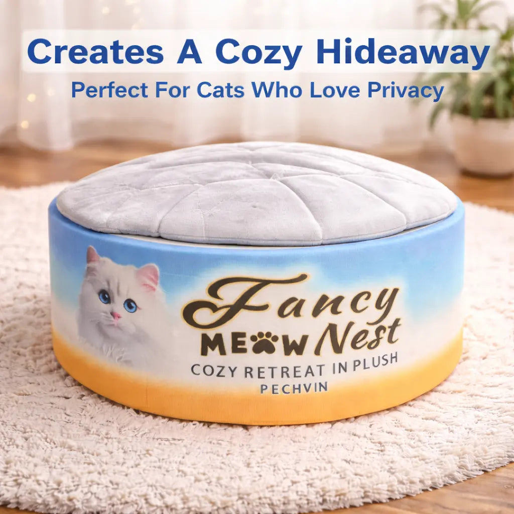 Covered Cat Bed - 19.7" Plush Enclosed Hideaway with Soft Lid Design for Indoor Cats and Kittens